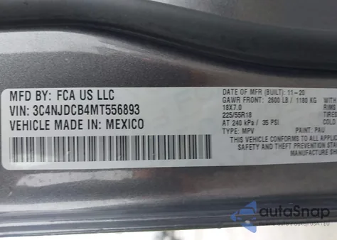 2021 Jeep Compass Limited 4X4 z USA, uszkodzony, nr VIN 3C4NJDCB4MT556893